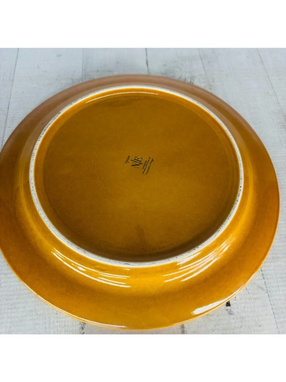 Noble Excellence HARPER Golden Rustic Yellow Rings Stoneware Dinner Plate Set 4